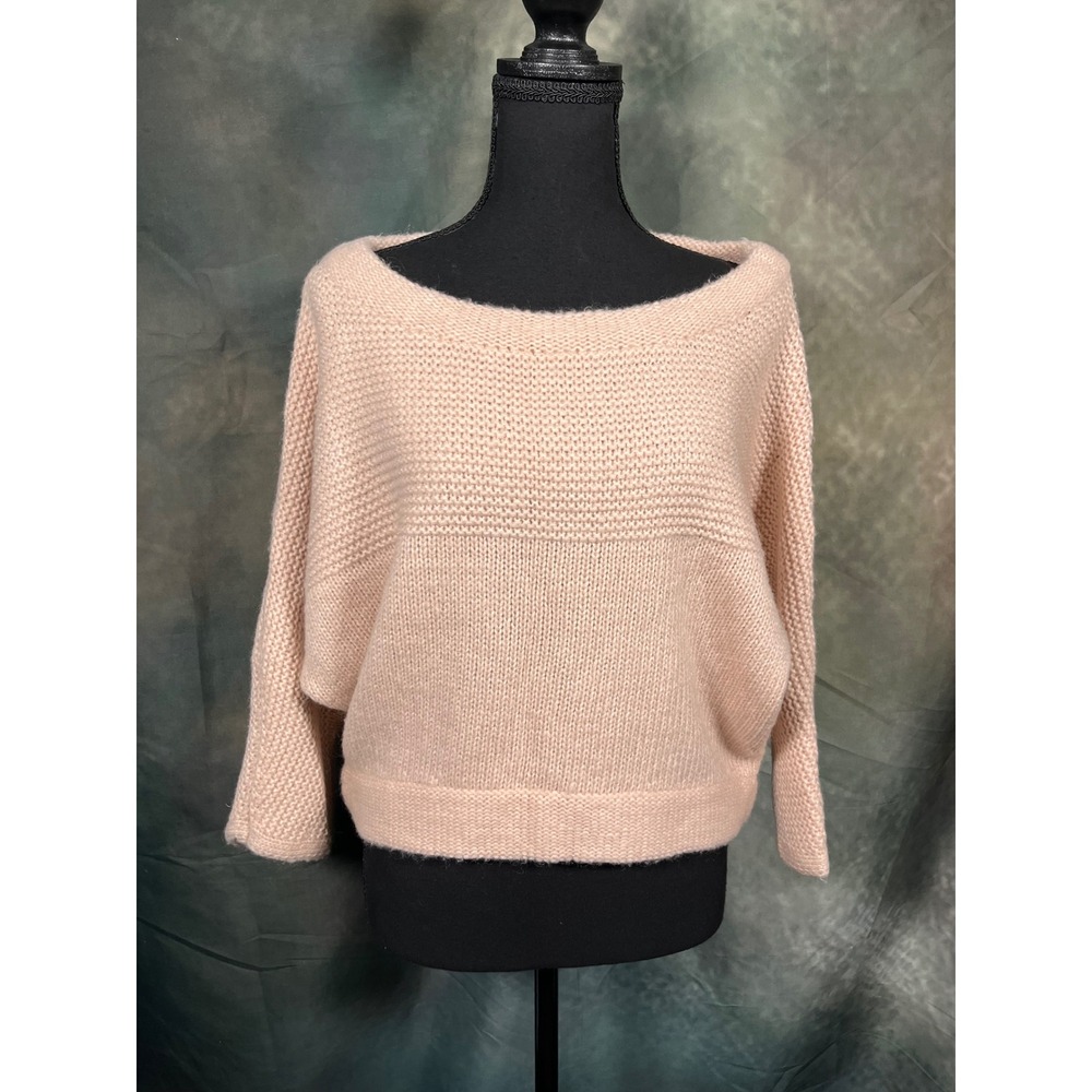 Luigi Bertolli Womens Soft Pink Mohair Wool Blend Batwing Boat Neck Sweater P